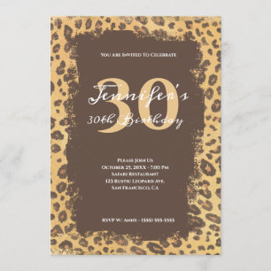 Light Brown och Tan Leopard Grunge 30års födelseda Inbjudningar