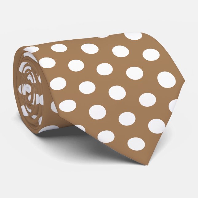Light Brown Polka dots bröllop Neck Tie Slips (Rullad)