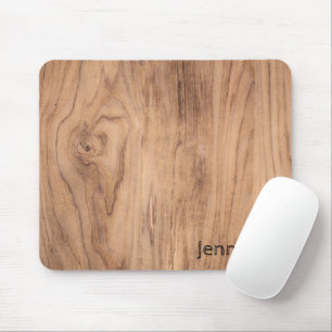 Light Brown Wood Grain med Namn-anpassning Musmatta