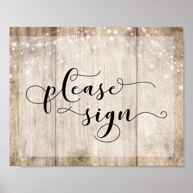 Light Brown Wood & Ljus Underteckna Poster (Framsidan)