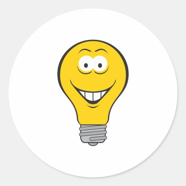 Light Bulb Ansikte Runt Klistermärke (Framsida)