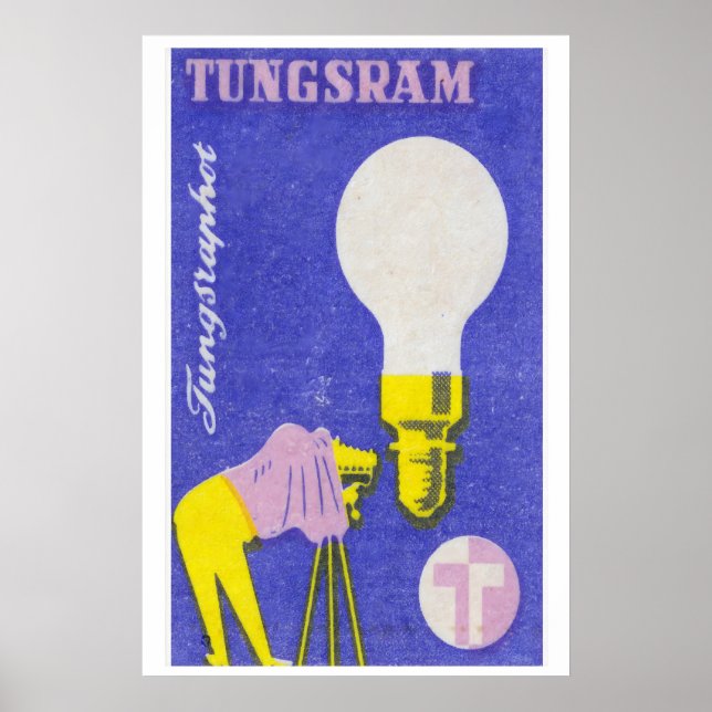 Light Bulb & Camera Matchbox Art Print, Hungarian Poster (Framsidan)