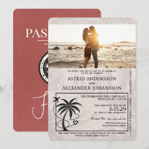 Light Burgundy Florida Passport bröllopsinbjudan Inbjudningar