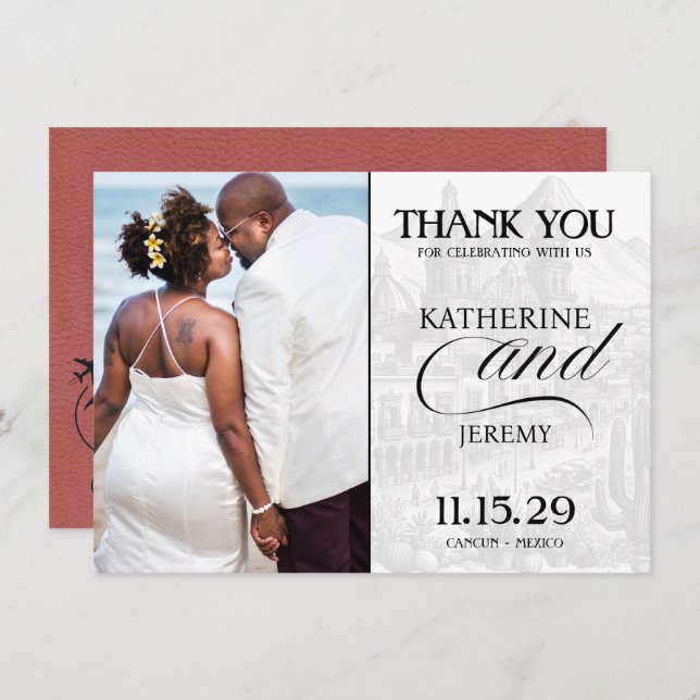 Light Burgundy Mexico Passport Tack Kort (Fram/baksida)