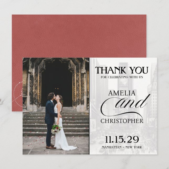 Light Burgundy New York City Passport Tack Kort (Fram/baksida)