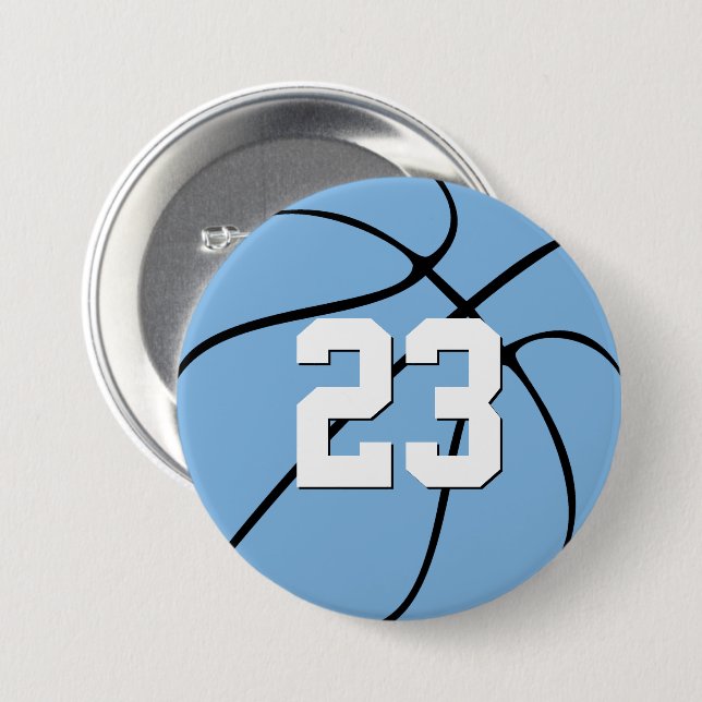 Light Carolina Blue Basketball Player Number Sport Knapp (Framsida & baksida)