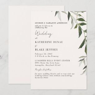 Light Champagne Greenery Website Bröllop Inbjudningar