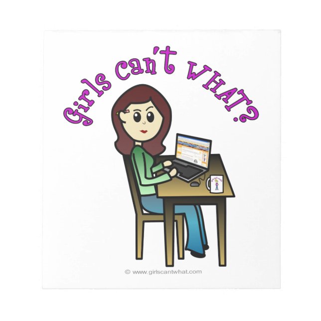 Light Computer Girl Anteckningsblock (Framsida)