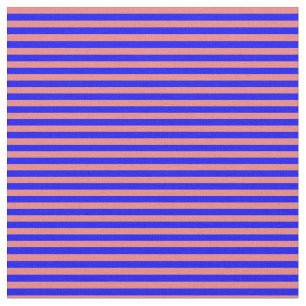 Light Coral & Blue Färgad Stripe Mönster Tyg