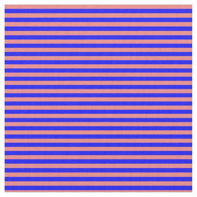 Light Coral & Blue Färgad Stripe Mönster Tyg (Närbild)