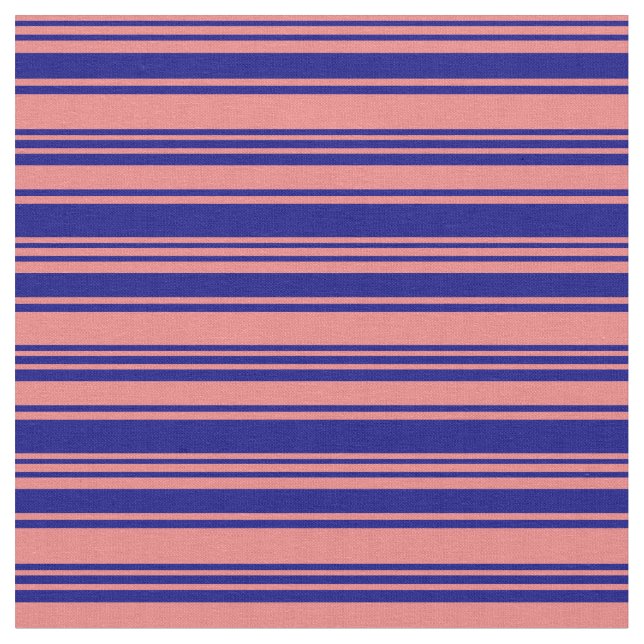 Light Coral & Blue Lining Mönster Tyg (Närbild)