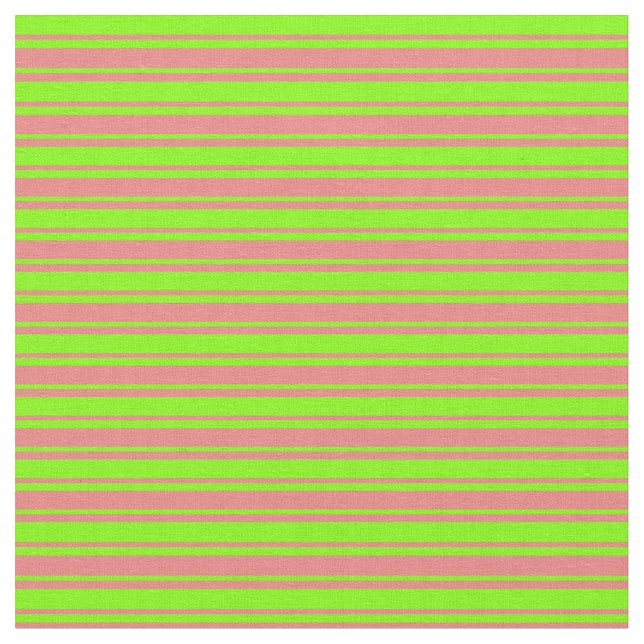Light Coral & Chartreuse Färgad Linjer Tyg (Närbild)