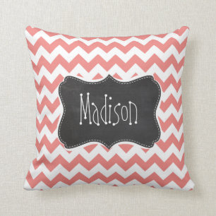 Light Coral Chevron Rand; chalkboard Kudde