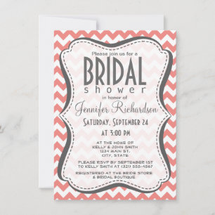 Light Coral Chevron Rand Inbjudningar