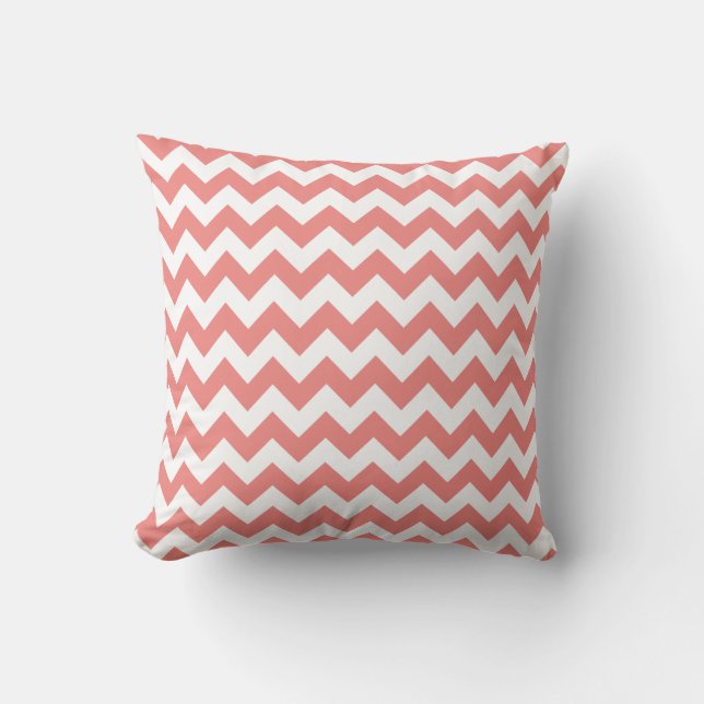 Light Coral Chevron Rand Kudde (Framsida)