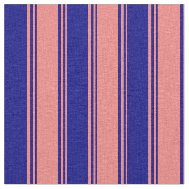 Light Coral och Blue Färgad Linjer Tyg (Närbild)