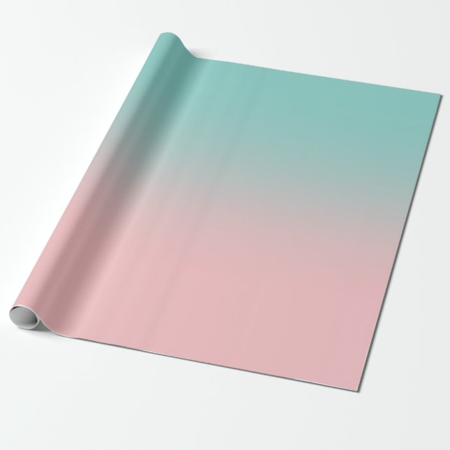 Light Coral Rosa and Teal Ombre Presentpapper (Utrullad)