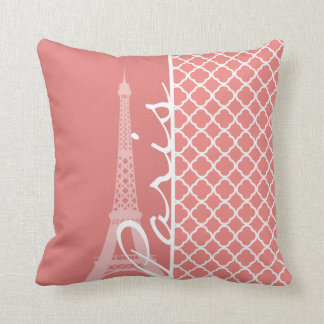 Light Coral Rosa Moroccan Quatrefoil Paris Kudde