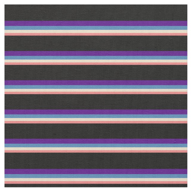 Light Coral, Tan, Blue, Indigo & Black Rand Tyg (Närbild)