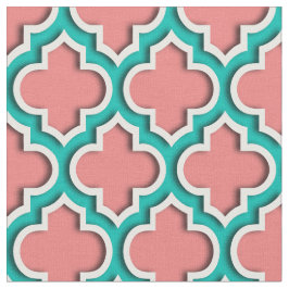 Light Coral, Teal Moroccan Quatrefoil #5DS Tyg