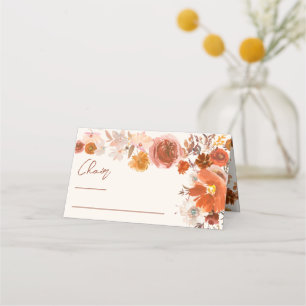Light Cream Blommigt Fall Seat Bröllop Bord Placeringskort