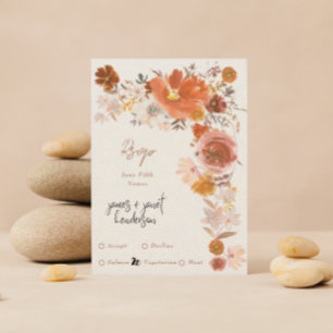 Light Cream Terracotta Blommigt Wandan Bröllop OSA Kort