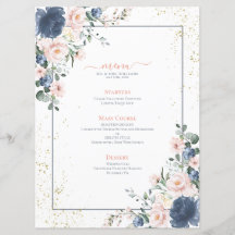 Light Dusty Blue  Rosa Guld Blommigt Bröllop