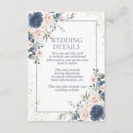 Light Dusty Blue  Rosa Guld Blommigt Bröllop Tilläggskort