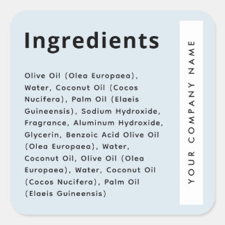 Light dusty blue trendy ingredient list product fyrkantigt klistermärke