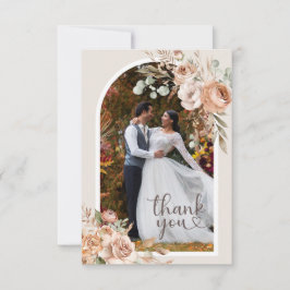 Light Earth Tone Rustic Boho Blommigt Bröllop Tack Kort