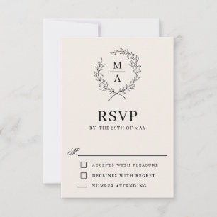 Light Ecru Simple Elegant Monogram OSA Kort