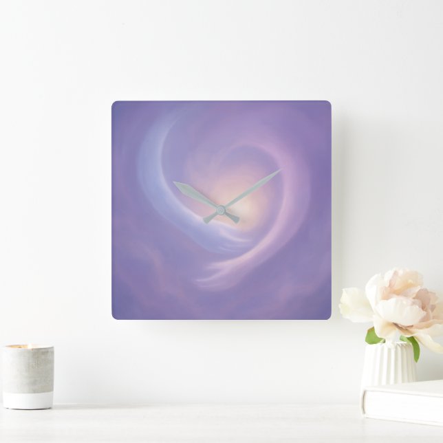 Light Embrace Serene Abstract in Lavender Light Fyrkantig Klocka (Hem)