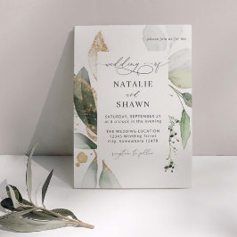 Light Eucalyptus Glow Guld Bröllop Inbjudningar