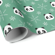 Light Evergreen - Cute Pandas med Snöflingor