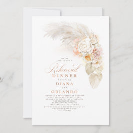 Light Flowers and Pampas Grass Rehearsal Dinner Inbjudningar