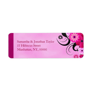 Light Fuchsia Blommigt Bröllop Returetiketter Returadress Etikett
