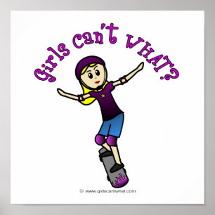 Light Girl Skater med Helmet Poster