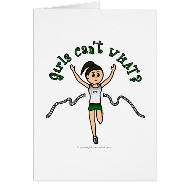 Light Girl Springer in Grönt Uniform Hälsningskort (Framsidan)