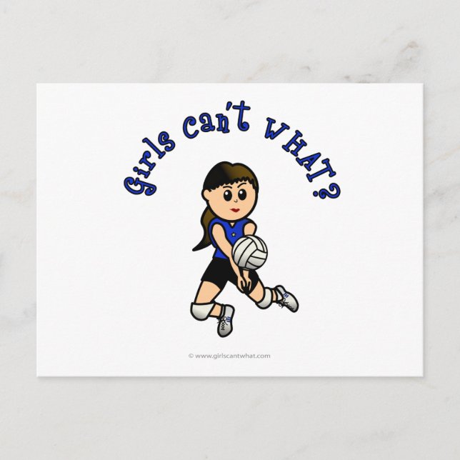 Light Girls Volleyball i Blue Uniform Vykort (Framsida)