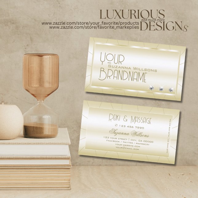 Light Golden with Diamonds Luxury and Professionel Visitkort (Skapare uppladdad)