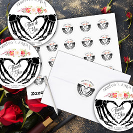 Light Gothic Skeleton Händer Bröllop Runt Klistermärke