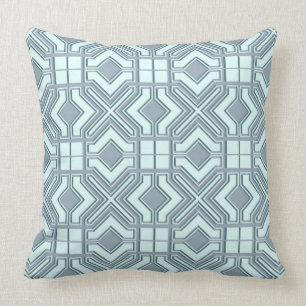 Light Grått and Blue Geometric Seamless Mönster 2b Kudde