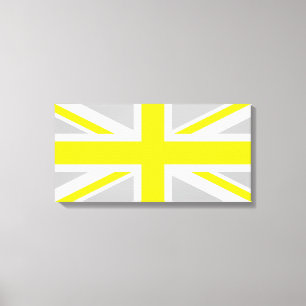 Light Grått and Gult Union Jack Canvastryck