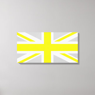 Light Grått and Gult Union Jack Canvastryck