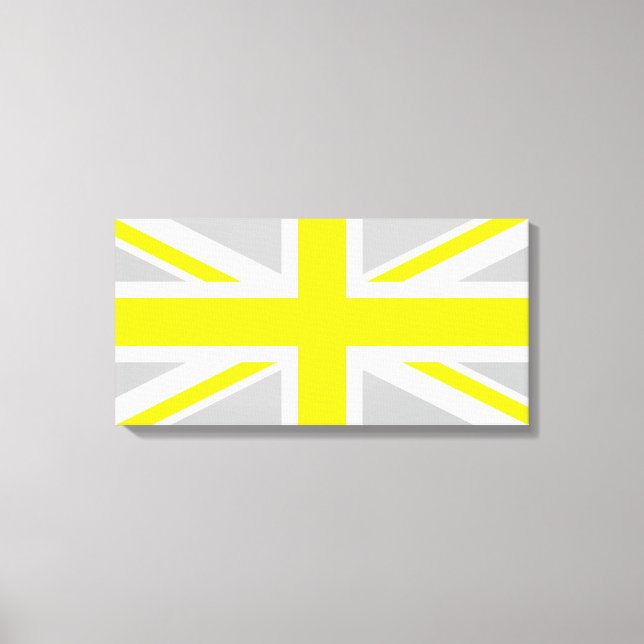 Light Grått and Gult Union Jack Canvastryck (Framsida)