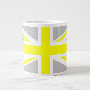 Light Grått and Gult Union Jack Jumbo Mugg