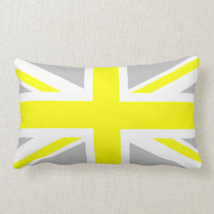 Light Grått and Gult Union Jack Lumbarkudde