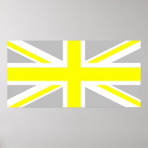Light Grått and Gult Union Jack Poster