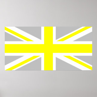 Light Grått and Gult Union Jack Poster