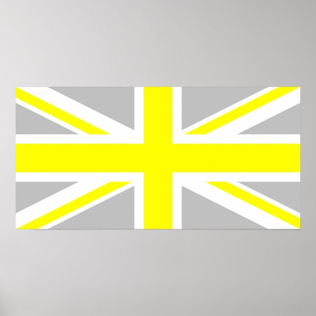 Light Grått and Gult Union Jack Poster (Framsidan)